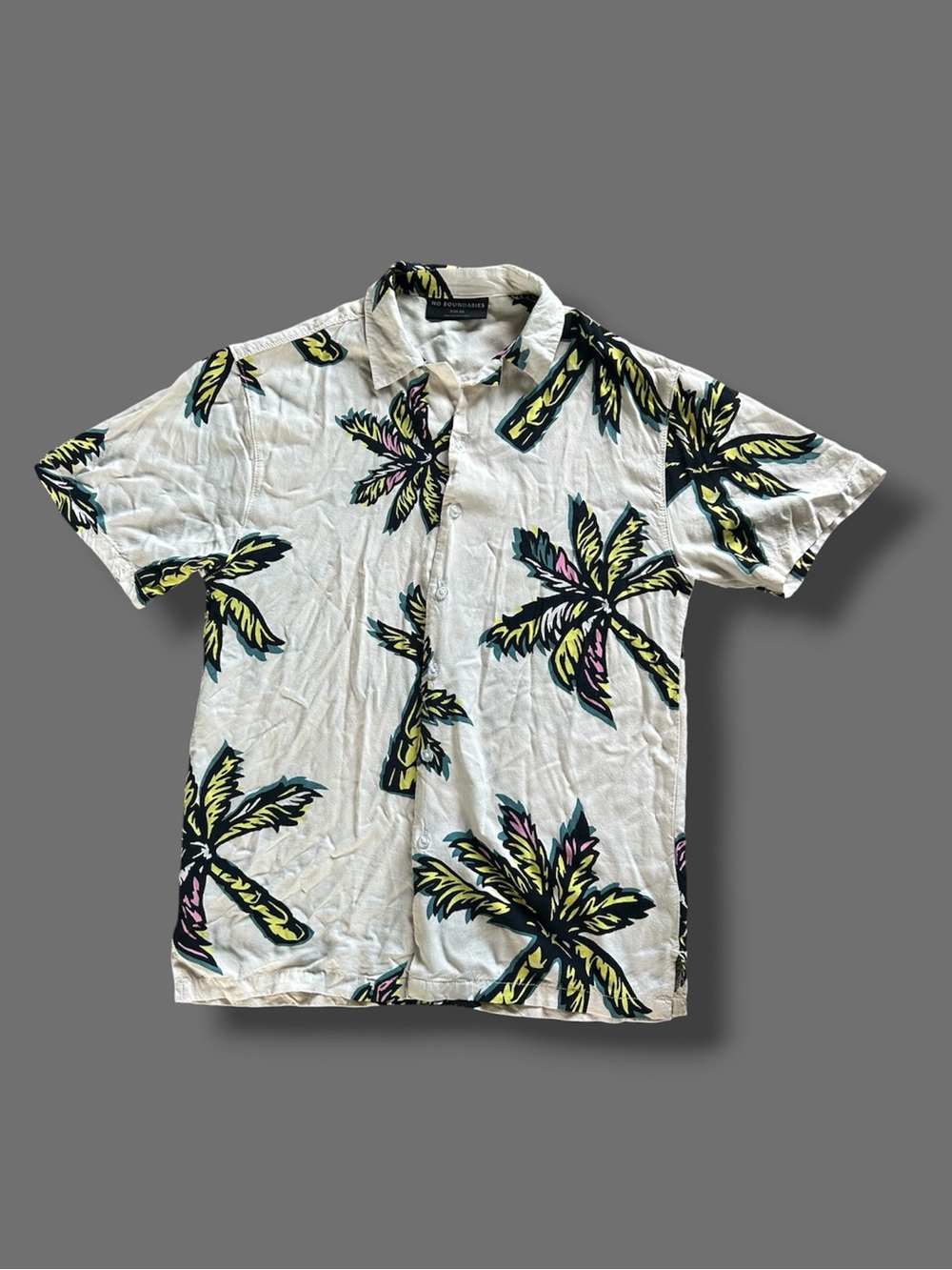 [No Boundaries] Neon Palm Tree Hawaiian Shirt